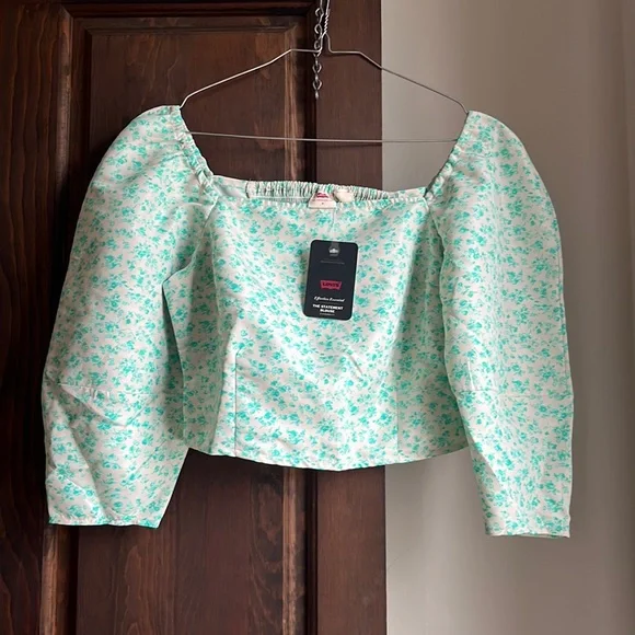 Levi’s The Statement Blouse Ditsy Floral Print Puff Sleeve - Picture 2 of 6